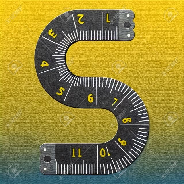 Letter s ruler icon, cartoon style