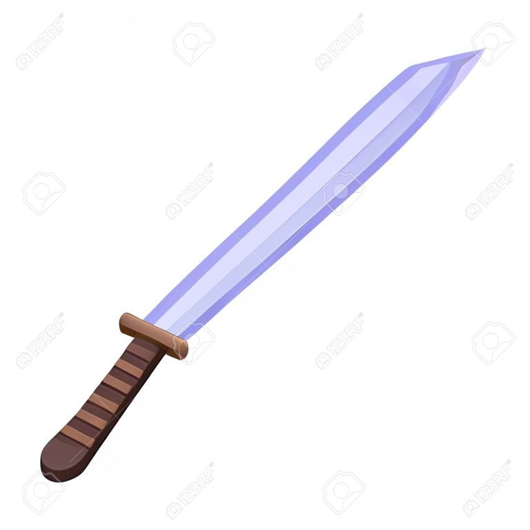 鋼鉄武士の剣のアイコン。白い背景に隔離されたウェブデザインのための鋼鉄武士の剣のベクトルアイコンの等角図