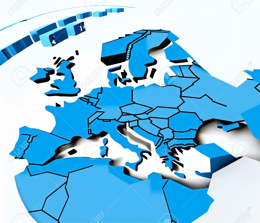 Глобус Европы с национальными границами, 3D визуализации