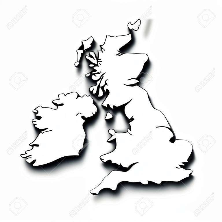 Carta bianca mappa del Regno Unito, rendering 3d