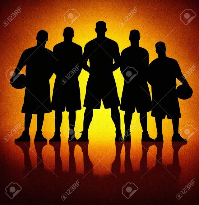 Basketbol takımı siluet