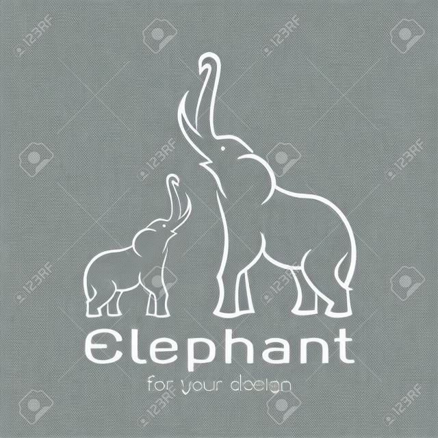 白の背景には、象のベクトル画像