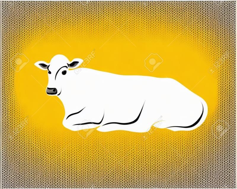 白い背景の上の牛のベクター画像。