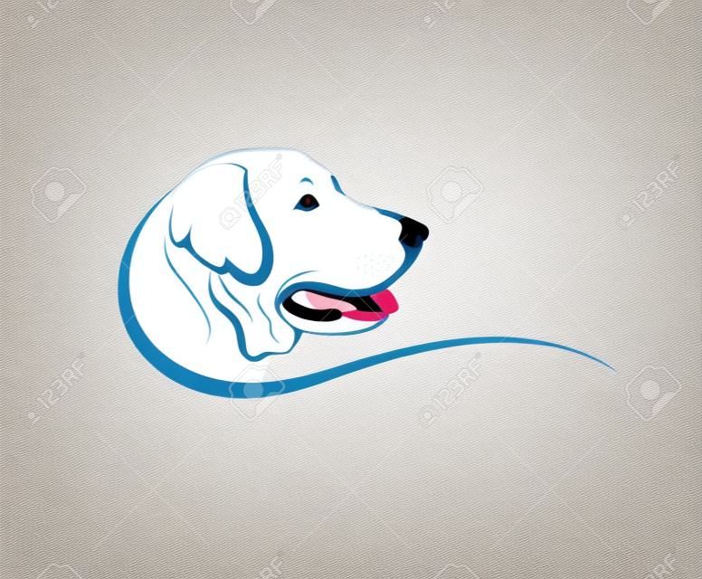 白い背景の上の犬ラブラドール頭のベクトル画像