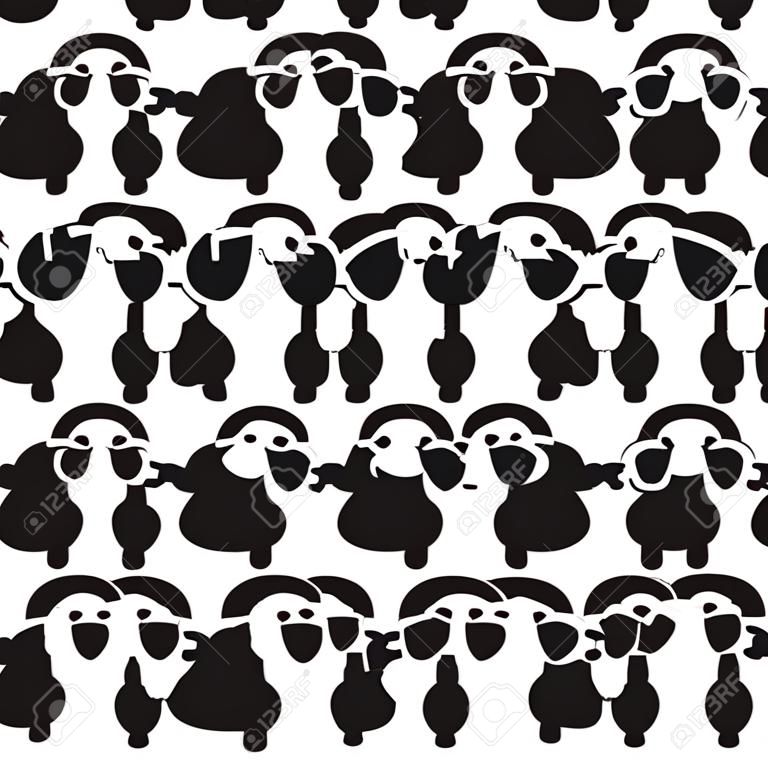 oveja blanca sola en el grupo de ovejas negro. concepto diferente