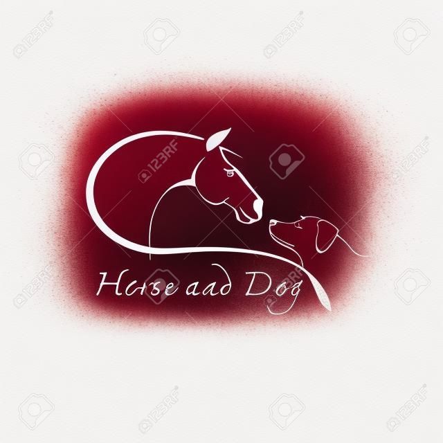 image of horse and dog on white background