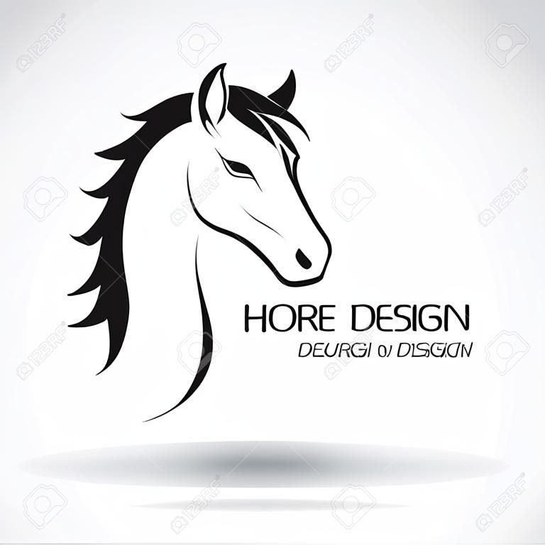 Imagen vectorial de un diseño de la cabeza de caballo sobre fondo blanco, logotipo del caballo. Animales salvajes. Ilustración del vector.