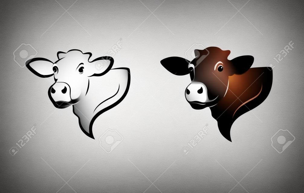 白い背景の上牛ヘッド デザインのベクトル。農場の動物。