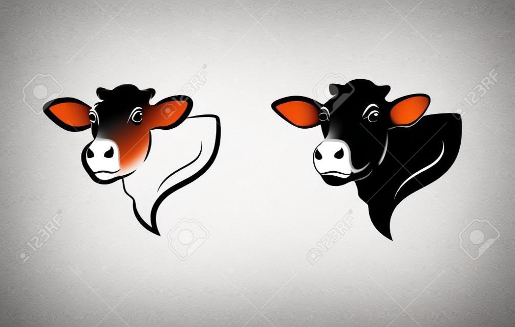 白い背景の上牛ヘッド デザインのベクトル。農場の動物。