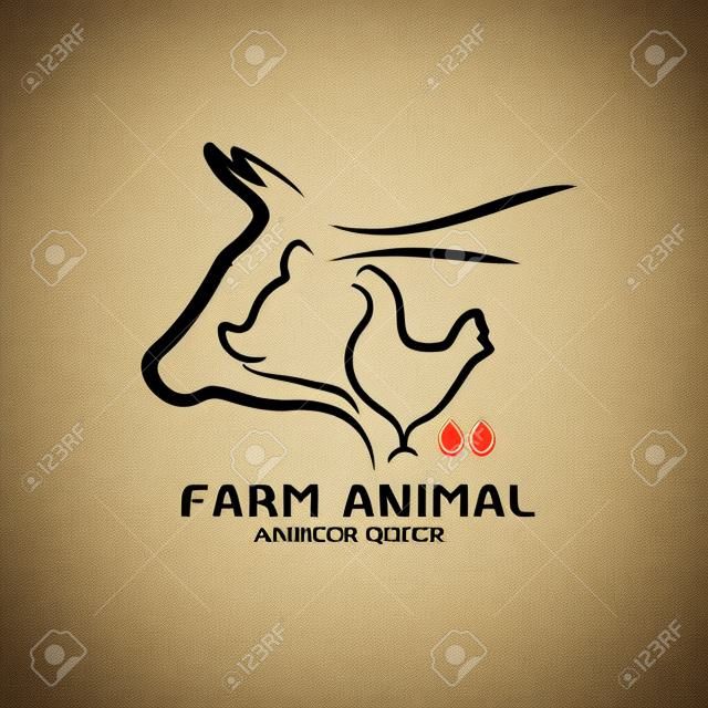 Vector group of animal farm label., Cow,pig,chicken,egg. Logo Animal.