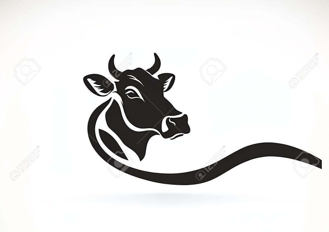 母牛在白色背景，牲口，传染媒介例证的头设计传染媒介。简单的可编辑分层的矢量图。