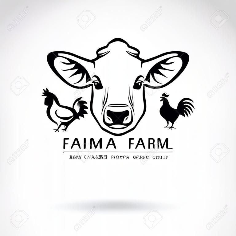 Vector group of animal farm label., Cow,pig,chicken. Logo Animal. Easy editable layered vector illustration.