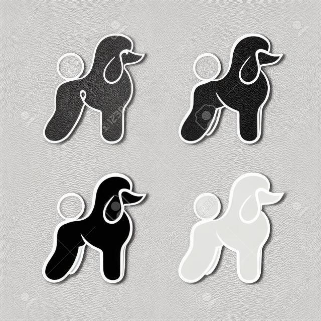 Vecteur de conception de chien caniche sur fond blanc. Animal de compagnie. Logo ou icône de chien. Illustration vectorielle en couches modifiable facile.