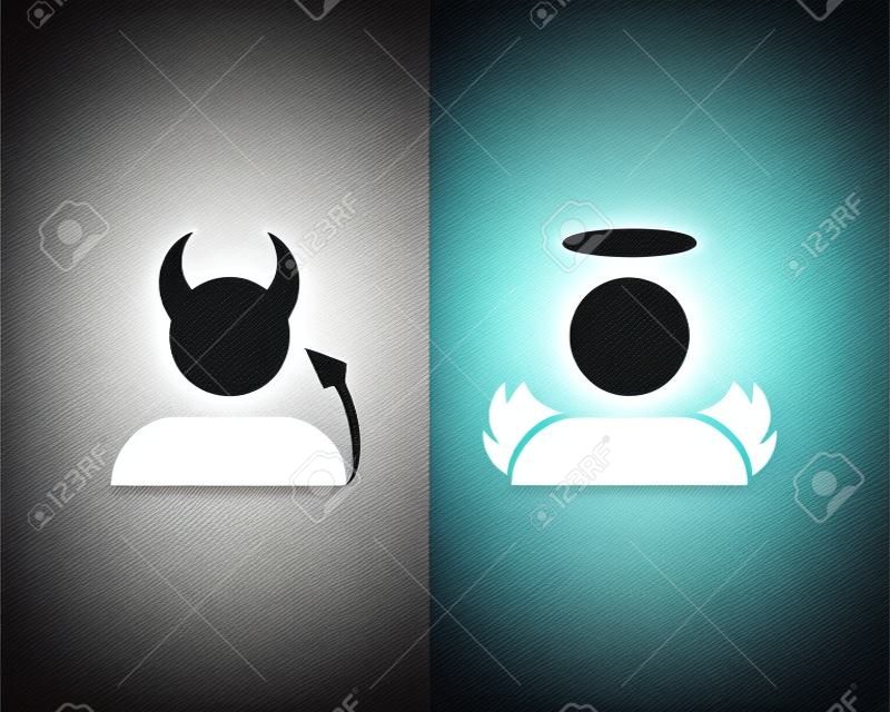 Devils and angels avatar icon. Bad and good, negative and positive. Illustration vector