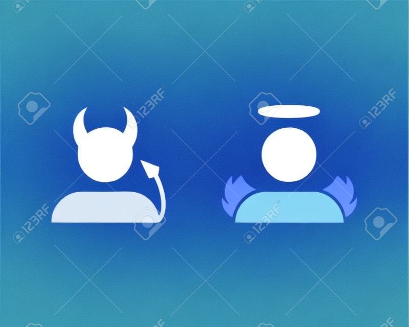 Devils and angels avatar icon. Bad and good, negative and positive. Illustration vector