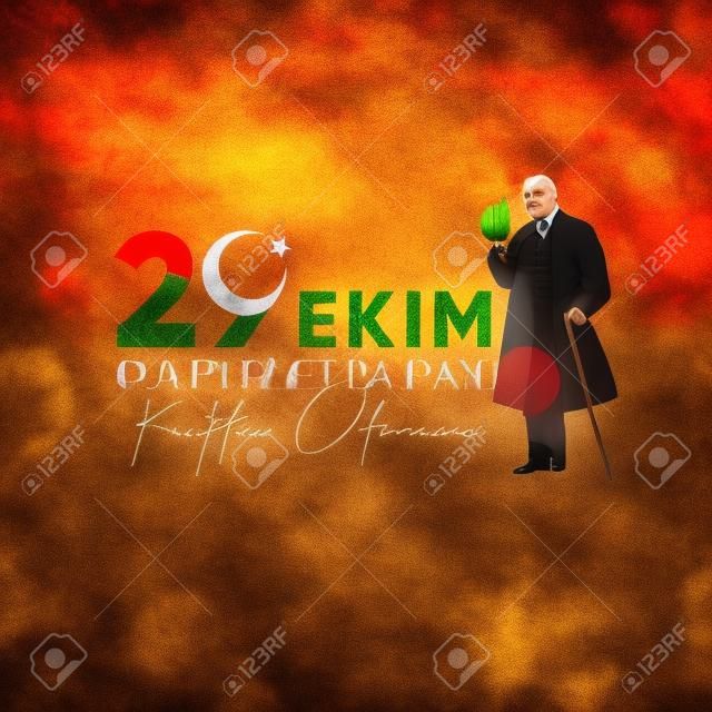 Translation October 29 Turkey Republic Day. Happy October 29 Republic Day.