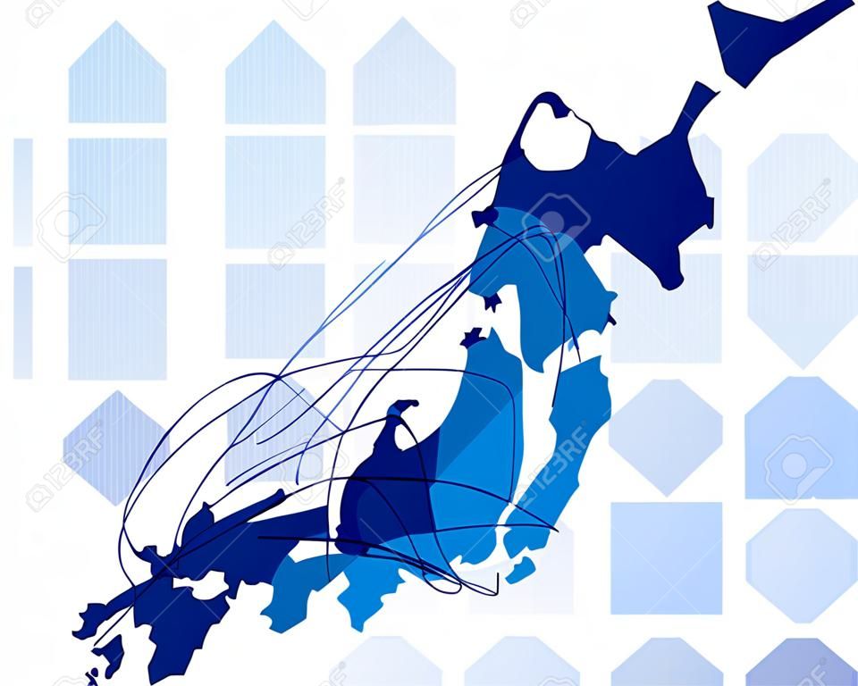 vetor de rede de mapa de japão