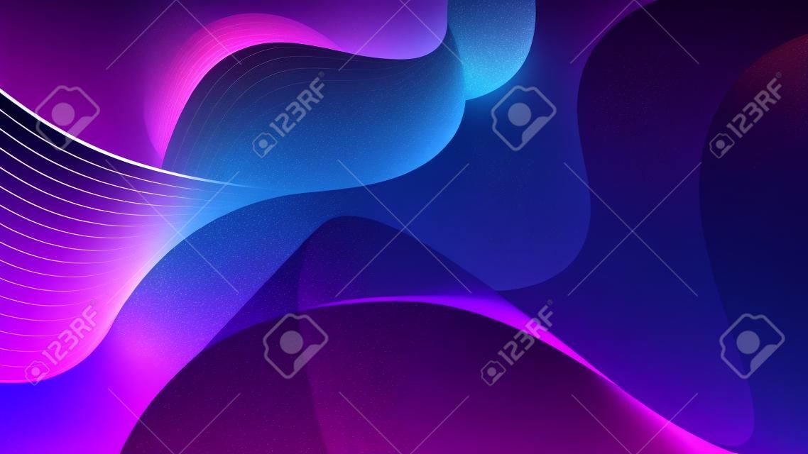 デスクトップの壁紙。紫色の幾何学的な線、夜空。