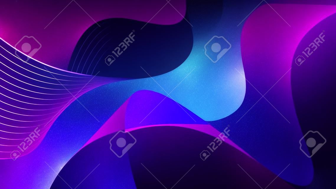 デスクトップの壁紙。紫色の幾何学的な線、夜空。