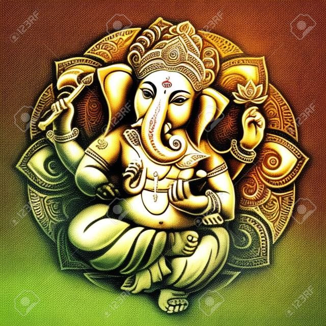 Senhor Ganesh. Ganesh Puja. Ganesh Chaturthi. É usado para cartões postais, impressões, têxteis, tatuagem.