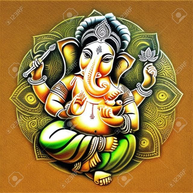 主Ganesh神。 Ganesh神法會。 Ganesh神Chaturthi。它用於明信片，印刷品，紡織品，紋身。
