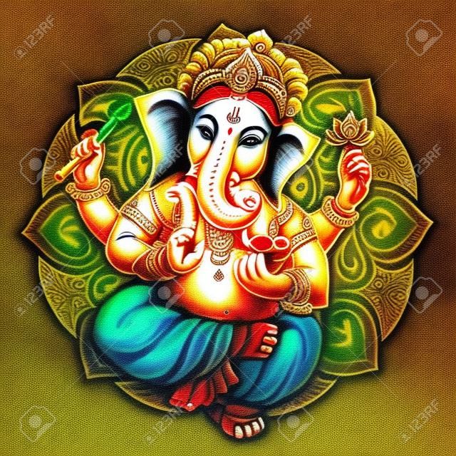 lord Ganesh. Ganesh Puja. Ganesh Chaturthi. It is used for postcards, prints, textiles, tattoo.