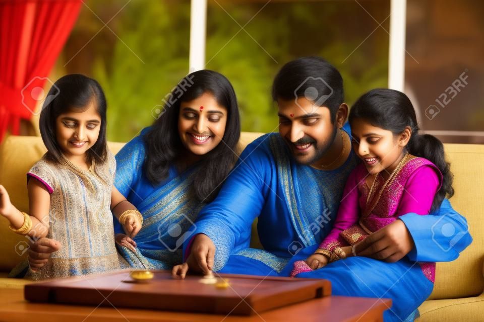 indian rodzina w salonie
