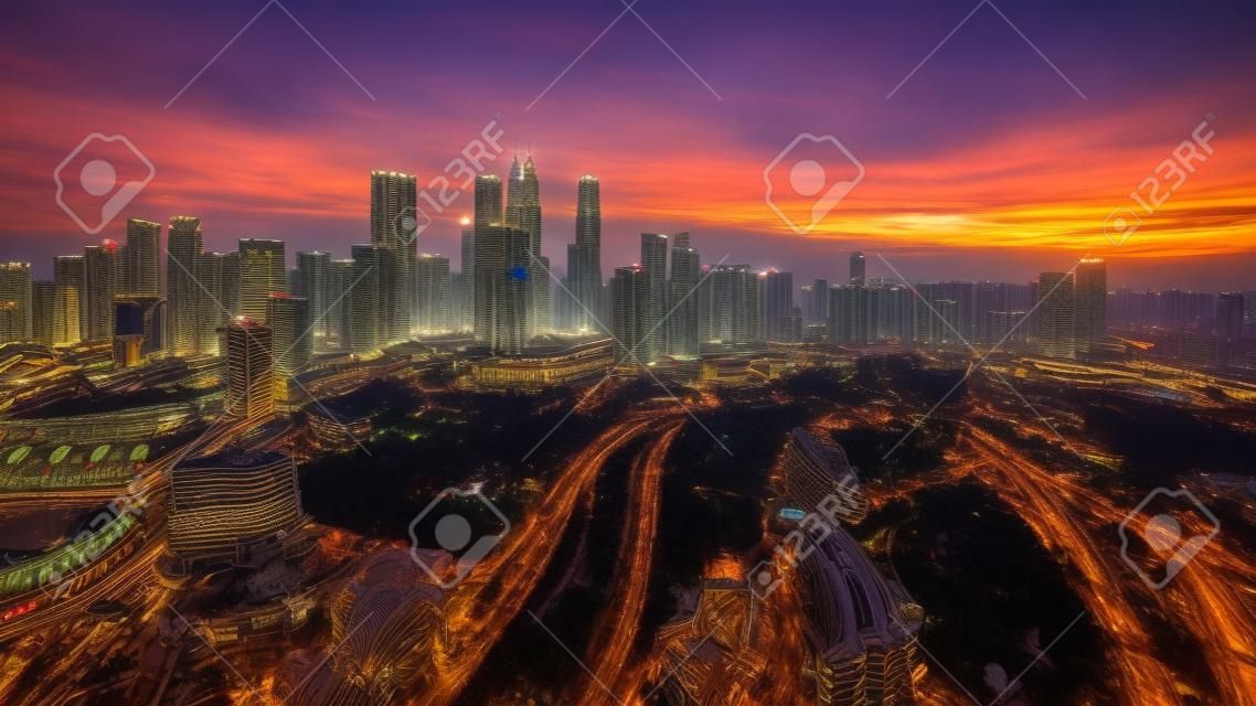 View of Kuala Lumpur skyline during sunrise