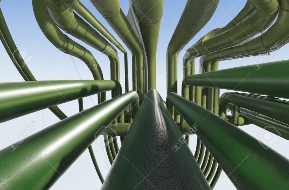 Pipelines ao ar livre na refinaria