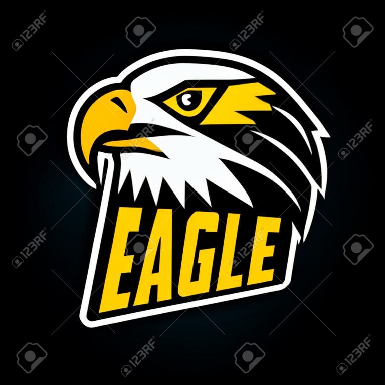 Eagle Logo für Sportmannschaft. Emblem, Team Maskottchen, Blazon, T-Shirt Druck, Etikett, Logotype Vorlage. Vektor-Illustration.