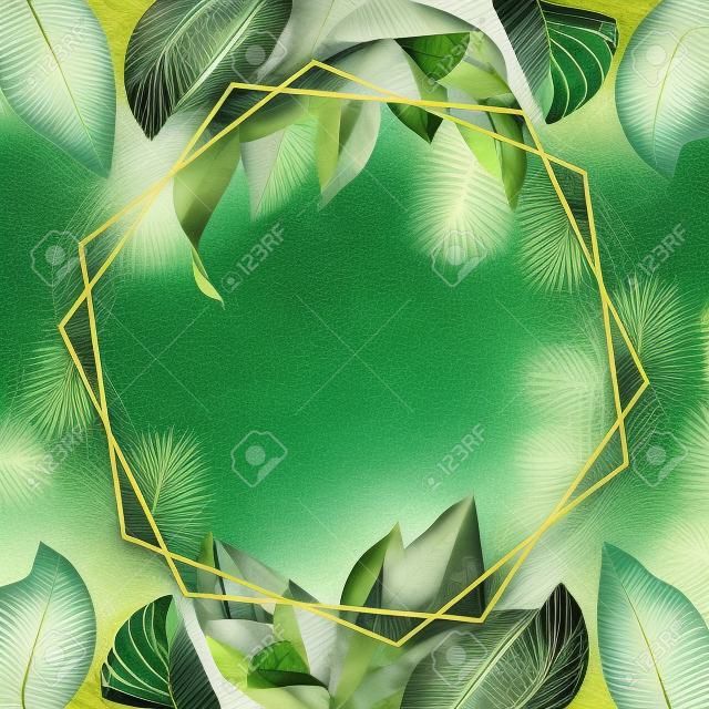 パラダイス植物、緑のシックなカード。スタイリッシュなファッションバナー。