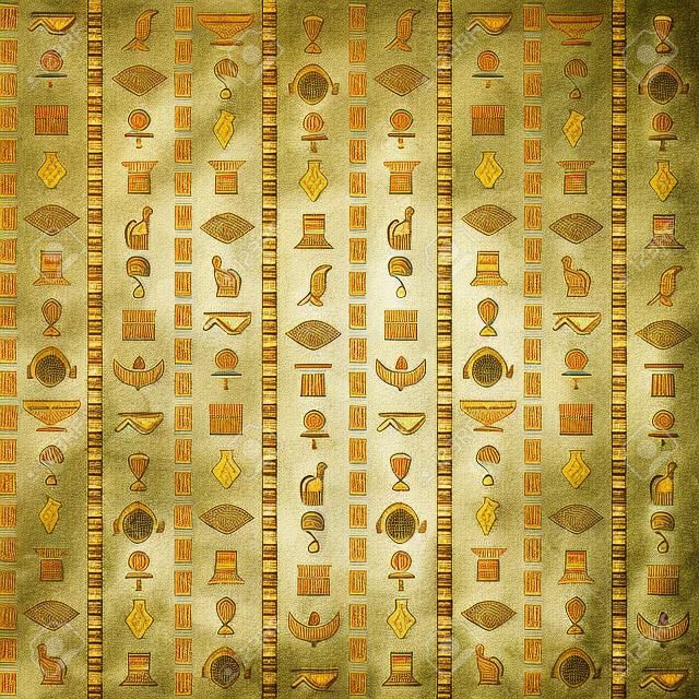 Ancient egypt. Egyptian hieroglyphs seamless pattern, antique elements and symbols papyrus, historical traditional background, pyramids graphic, decor textile, wrapping paper wallpaper vector texture