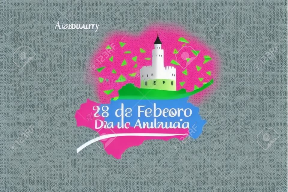 Translation: February 28, Andalusia Day vector illustration. Suitable for greeting card, poster and banner