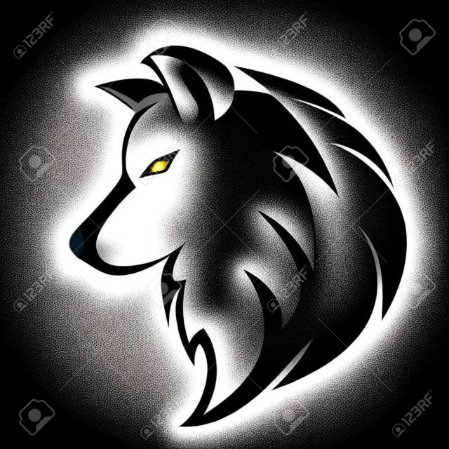 黒白オオカミベクトルロゴデザイン