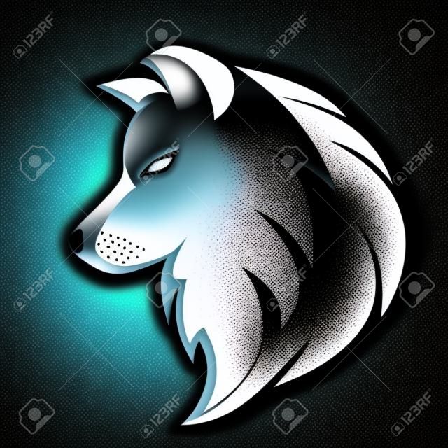 disegno del logo vettoriale lupo bianco nero