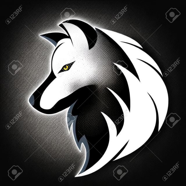 diseño de logotipo de vector de lobo blanco negro