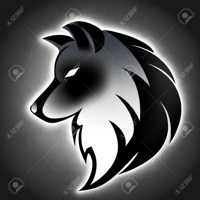 schwarz-weißer Wolf-Vektor-Logo-Design