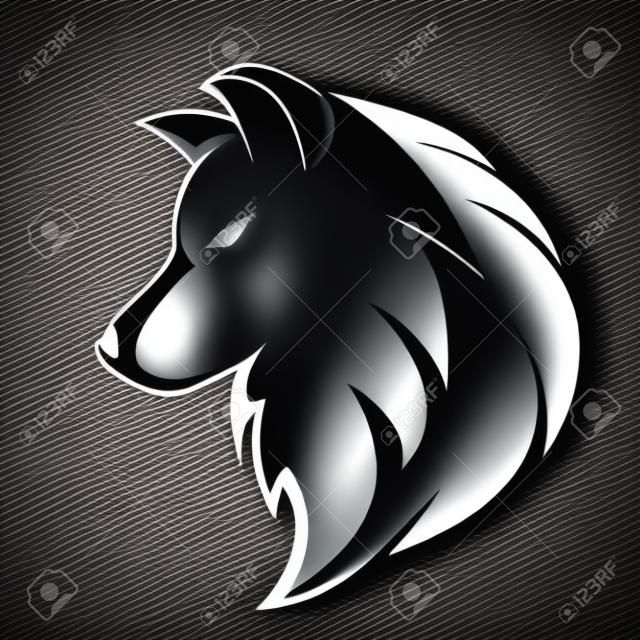 검은색 흰색 늑대 벡터 로고 디자인