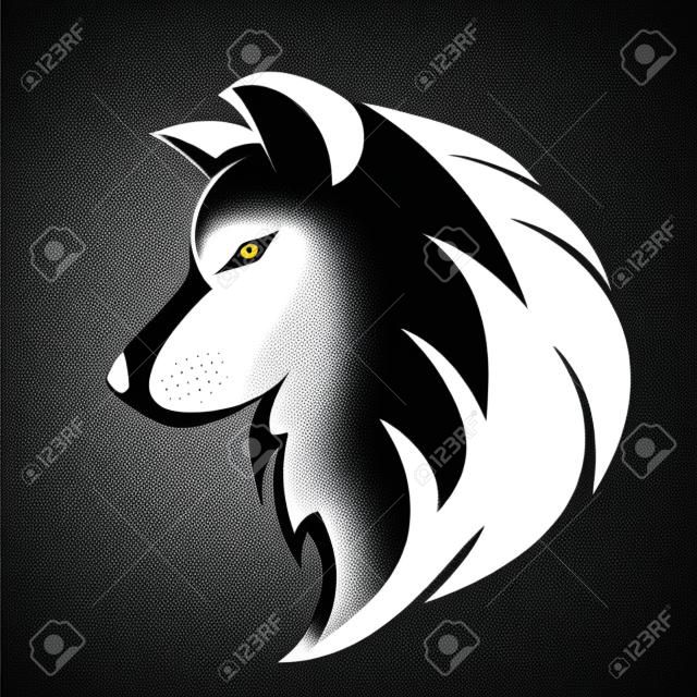 zwart wit wolf vector logo ontwerp
