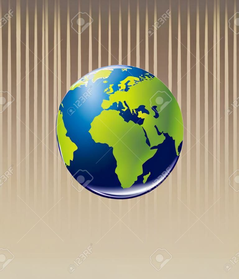 Blue and Green planet over beige background, Vector Illustration