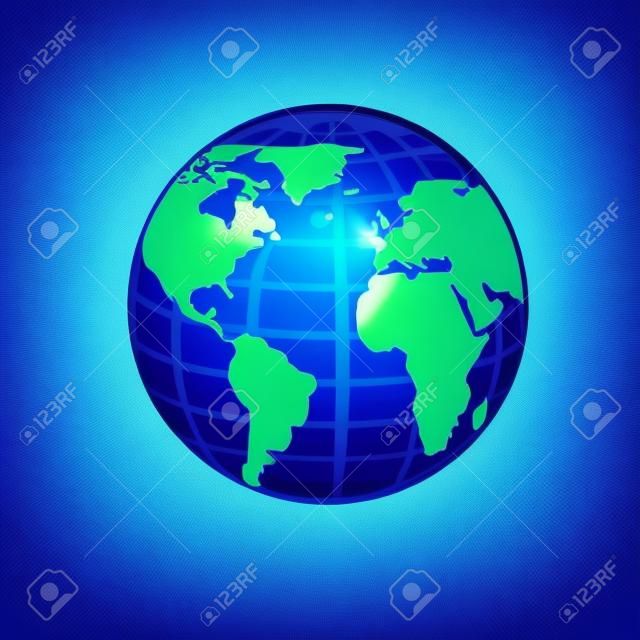 Blue planet over blue background, Vector Illustration