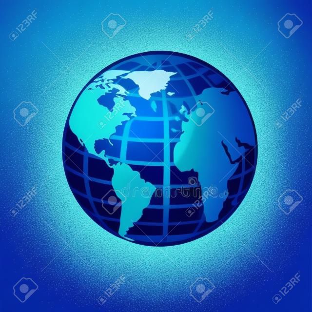Planeta azul sobre fondo azul, ilustración vectorial