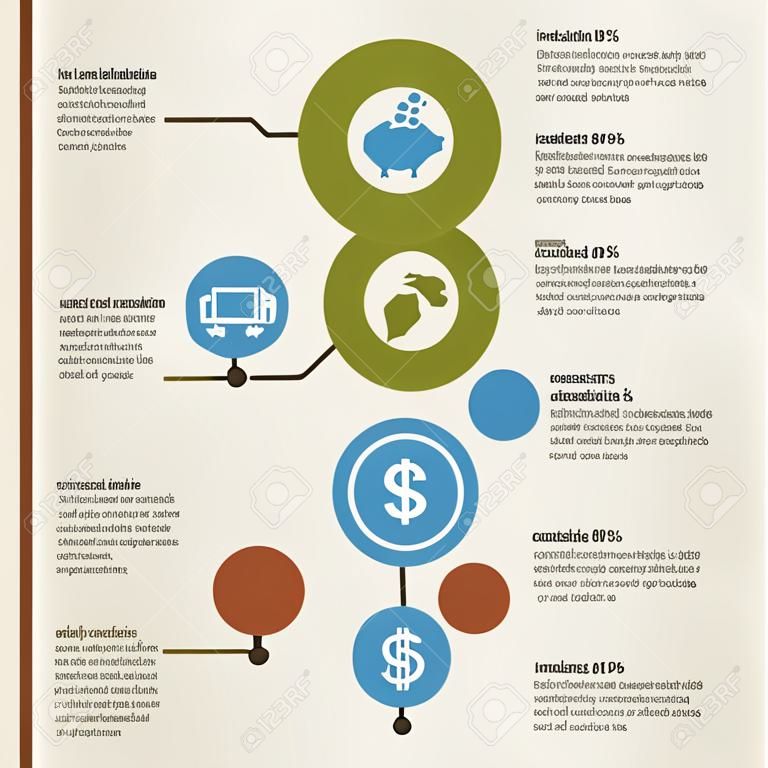infografica ed economia icone su sfondo vintage illustrazione