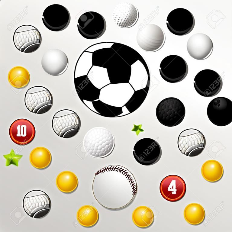 sport balls over gray background 