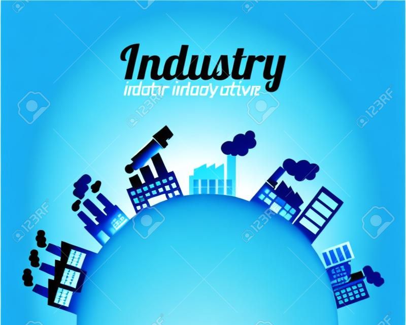 Industrie-Design auf blauem Hintergrund, Vektor-Illustration