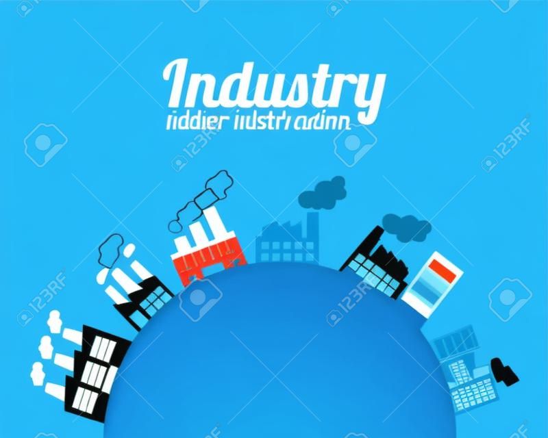 Industrie-Design auf blauem Hintergrund, Vektor-Illustration