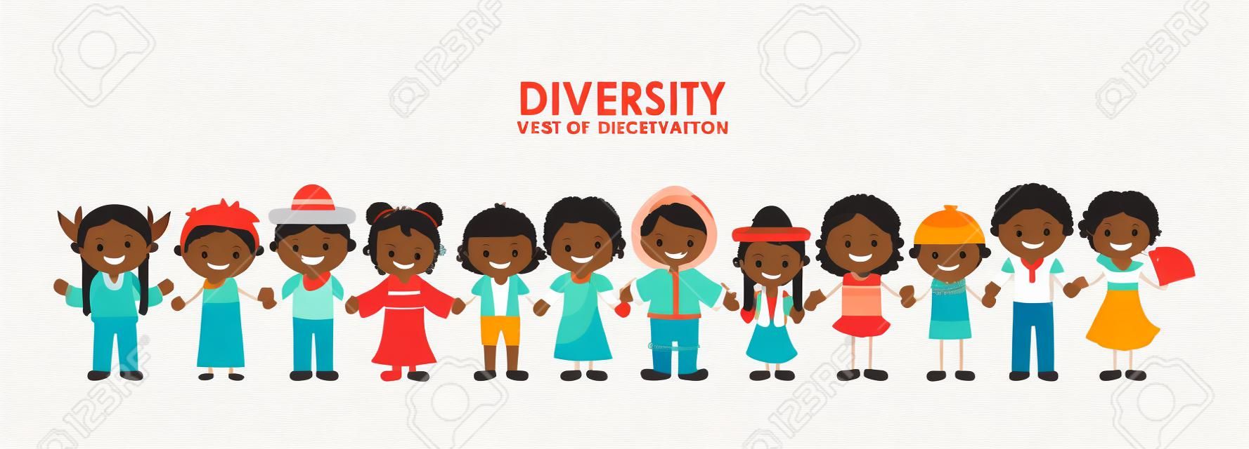 diversity of races over white background illustration