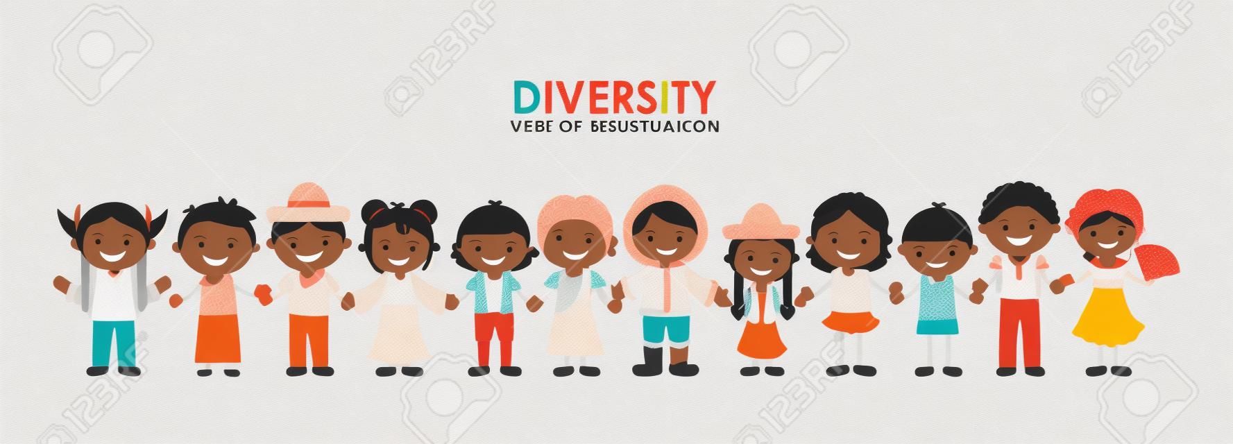 diversity of races over white background illustration