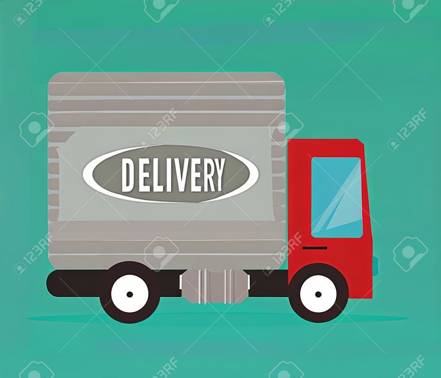 Progettazione di consegna su sfondo blu, illustrazione vettoriale.