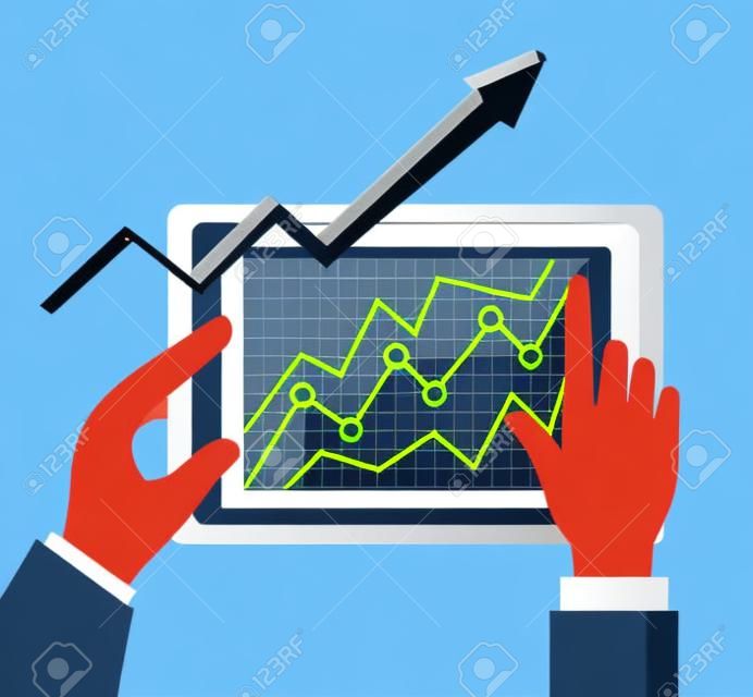 Stockmarkt met statistieken grafisch ontwerp, vector illustratie eps10